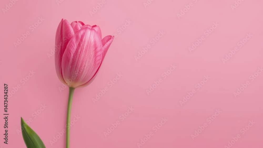 Single Pink Tulip Flower on a Soft Pink Background Radiating Natural Beauty and Tranquility Single Pink Tulip Flower on a Soft Pink Background Radiating Natural Beauty and Tranquility