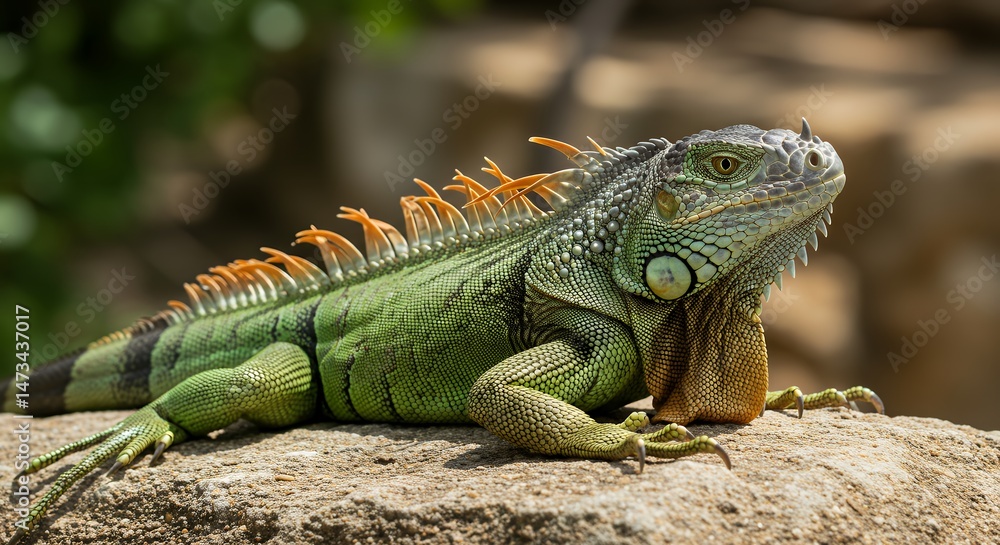 Green Iguana on Rock Green Iguana on Rock