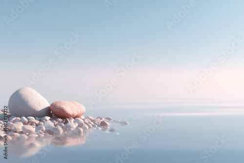 serene landscape reflecting inner peace of person with soft light illuminating surroundings