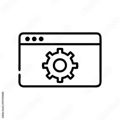 Web Settings Icon – Browser Gear Symbol for Configuration, Tools, and Interface Management