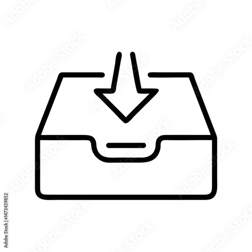 Inbox Tray Icon – Outline Download Symbol for Document and Email Management