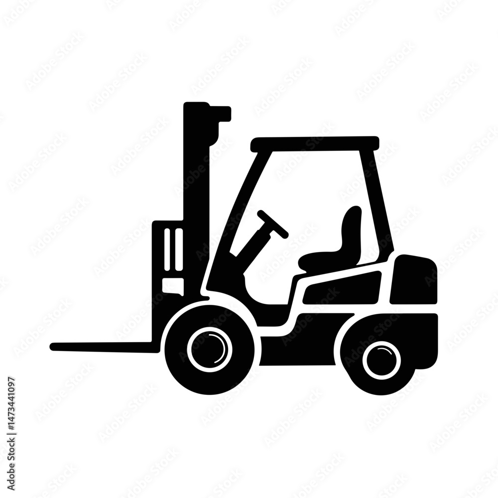 Forklift icon in a minimalist style on a white background Forklift icon in a minimalist style on a white background