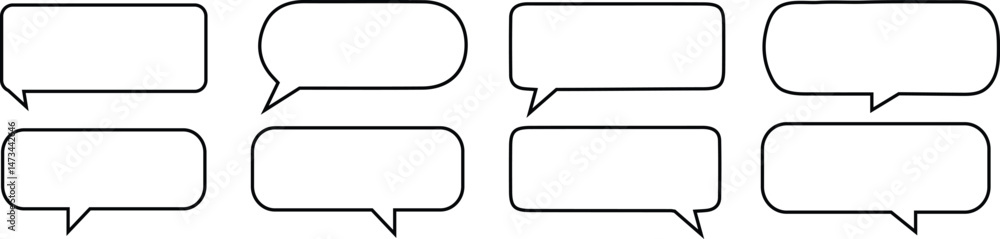 Speech Bubbles. Line art speech bubbles blank isolated on white background. Speech bubble comic signs. Talk bubble. Cloud speech bubbles collection. Vector Speech Bubbles. Line art speech bubbles blank isolated on white background. Speech bubble comic signs. Talk bubble. Cloud speech bubbles collection. Vector