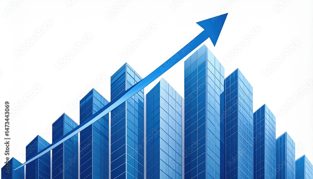 Fototapeta premium Upward Trending Blue Skyscrapers Graphing Business Growth and Success A visual representation of financial increase