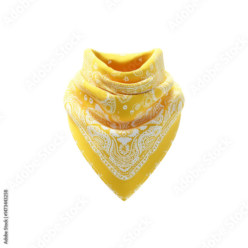 Yellow Paisley Bandana - Folded Square Cotton Headwear