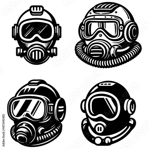 Diving Helmet Illustration.