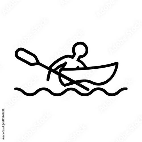 Fluid One Line Sketch of a Canoe Slalom Athlete Navigating Rapids