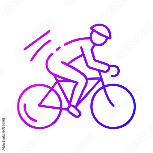 Cycling Track Racing Icon, Minimalist Sports Illustration in Vibrant Gradient