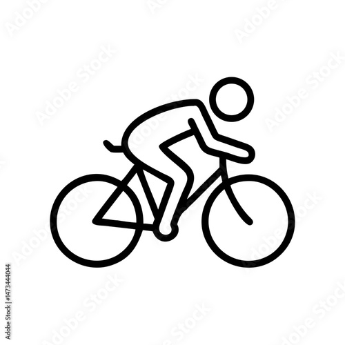  Cycling Track Racing Icon , Minimalist Sports Illustration in Black Outline