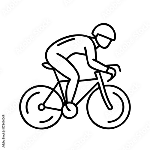  Cycling Track Racing Icon , Minimalist Sports Illustration in Black Outline