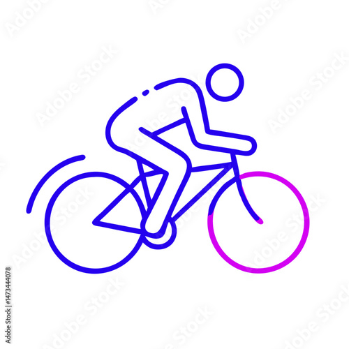 Cycling Track Racing Icon, Minimalist Sports Illustration in Vibrant Gradient