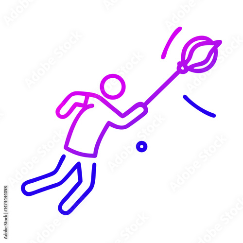 Lacrosse Player Icon ,Minimalist Sports Illustration in Vibrant Gradient