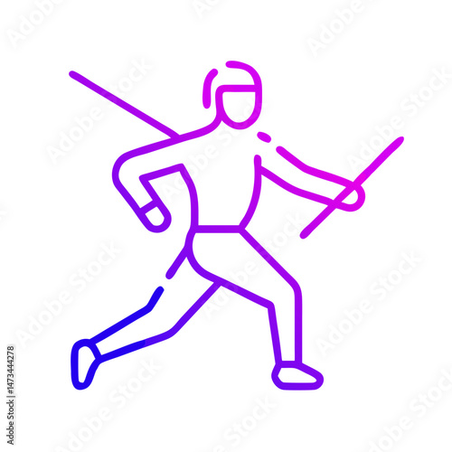 Fencing Icon , Minimalist Sports Illustration in Vibrant Gradient