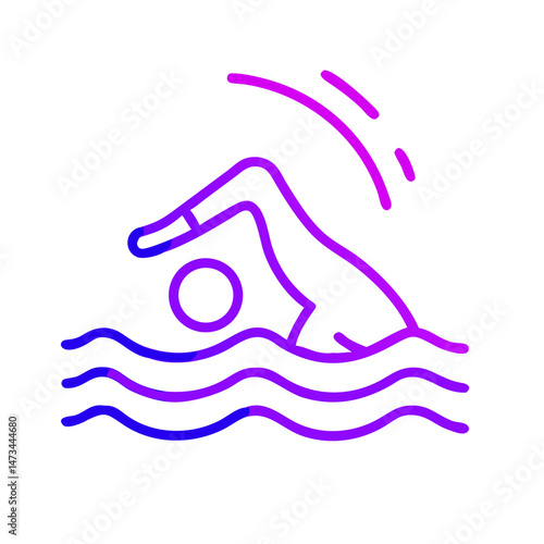 Gradient Line Art of a Swimmer Performing Front Crawl in Water