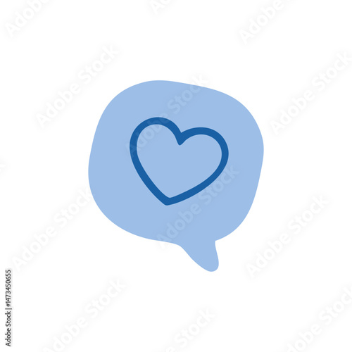 Light blue speech bubble with a simple heart inside