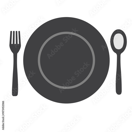 fork spoon and Plate Vector Illustration