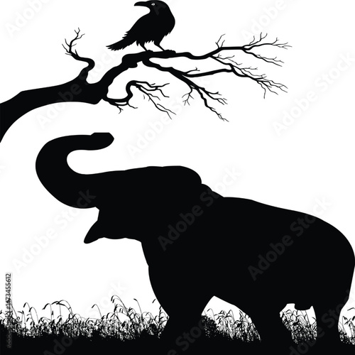 black silhouette of an elephant