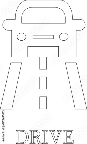 Road line art icon.Road forks icon. Road sections of different shapes.vector icon illustration isolated on white background.Containing street, highway, traffic light, intersection roundabout symbol.