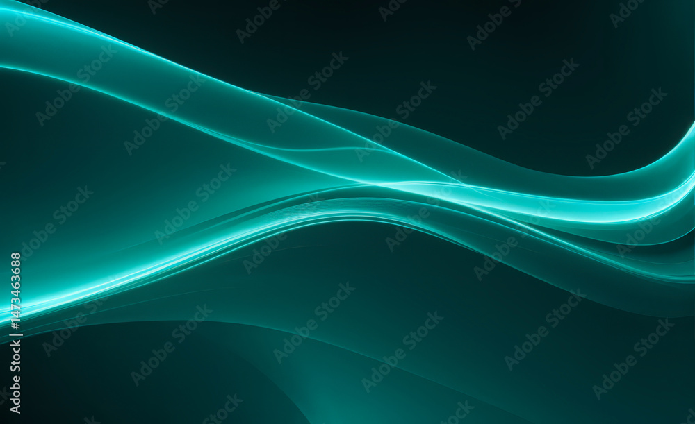 Abstract teal waves on dark background create a smooth flowing pattern. Abstract teal waves on dark background create a smooth flowing pattern.
