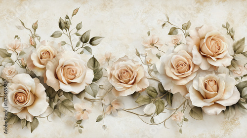 Elegant wedding invitation card background vector. Minimal hand painted watercolor botanical flowers texture template background. Design for wedding, vip cover, poster, rsvp moderncard.Valentine's Day