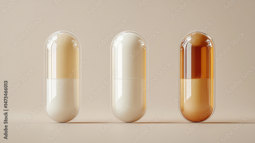 A single herbal medicine capsule floats against a bright neutral-toned background. Symbolizes natural wellness, holistic health, and clean pharmaceutical innovation in a modern minimal composition.