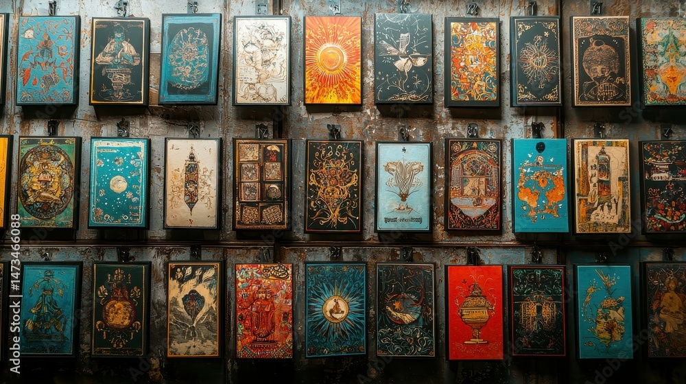 A vibrant display of artistic tarot cards, showcasing intricate designs and colors. A vibrant display of artistic tarot cards, showcasing intricate designs and colors.