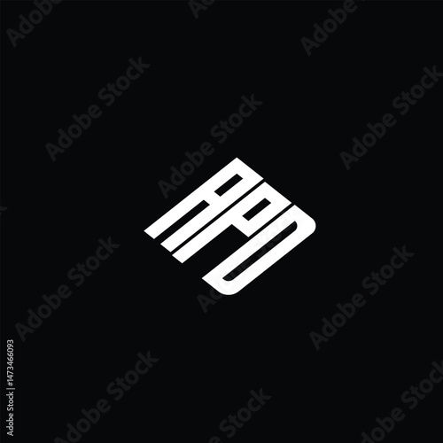APD letter logo design on black background.