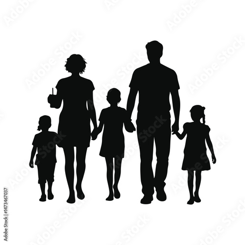 International Day of the African Child Family Silhouette Illustration