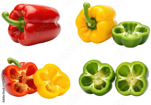 Colorful bell peppers variety display