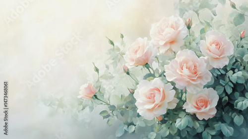 Elegant wedding invitation card background vector. Minimal hand painted watercolor botanical flowers texture template background. Design for wedding, vip cover, poster, rsvp moderncard.Valentine's Day