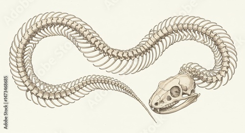 Snake Skeleton Anatomical Illustration