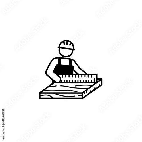 Construction worker measuring wood with precision  