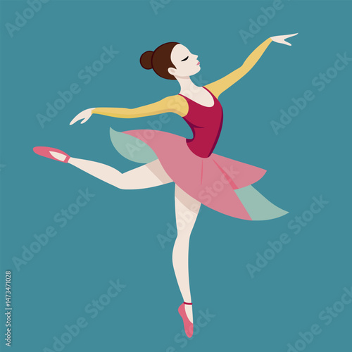Dancing Girl Ballerina Vector Illustration