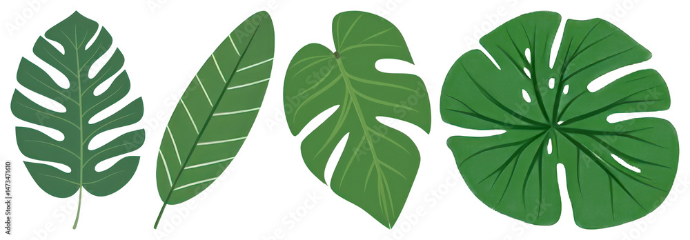 Fototapeta premium PNG Tropical leaves leaf illustration nature transparent background.
