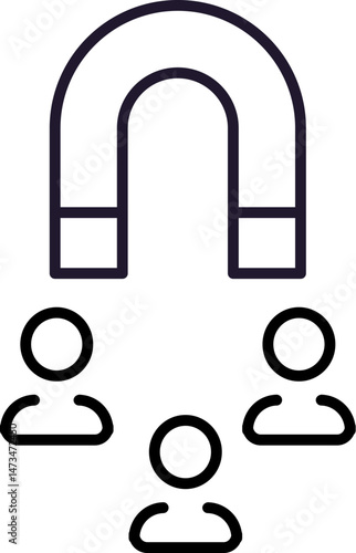 Magnet by People Minimalistic Line Icon for Web and Graphic Design, Apps, Banners, Social Network and Cards