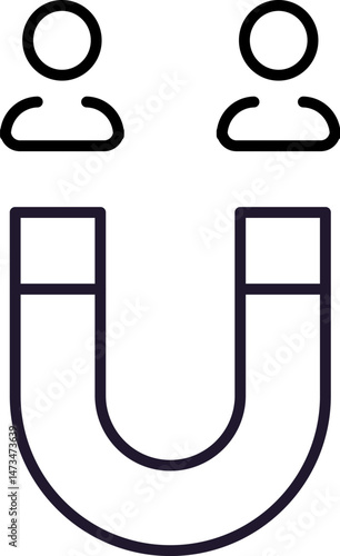 Simple Icon of User by Magnet for Graphics, Concept, Apps