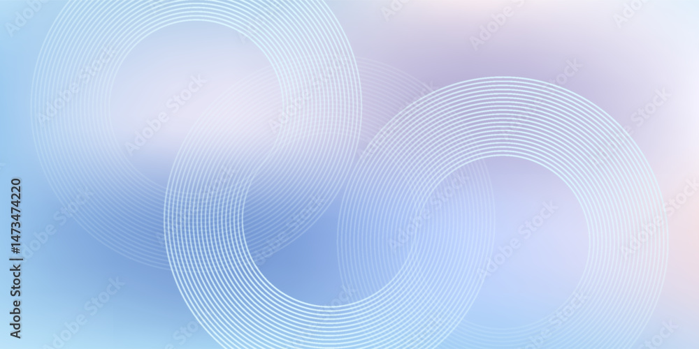 Fototapeta premium Abstract circle lines on light blue background. Geometric stripe line art design for poster, brochure, cover, website, header, web banner, presentation. eps 10