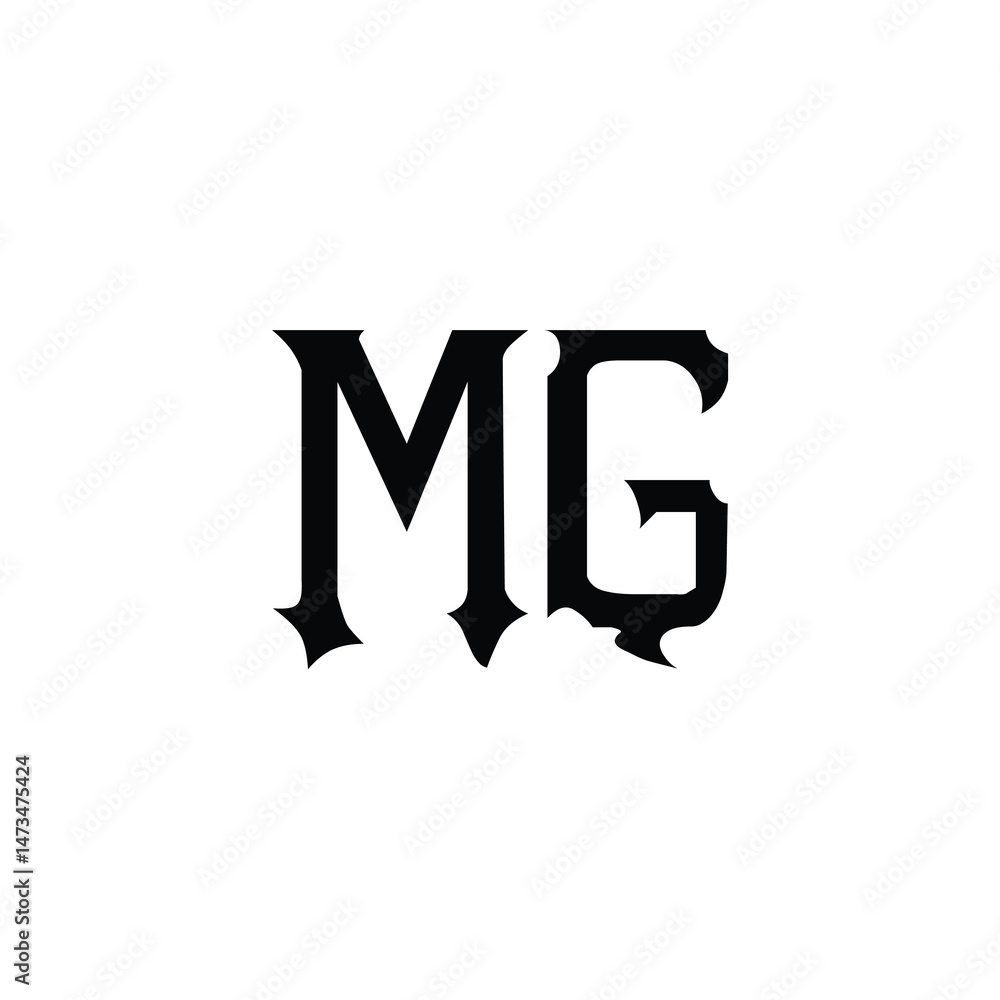 Obraz premium MG monogram logo design letter text name symbol monochrome logotype alphabet character simple logo