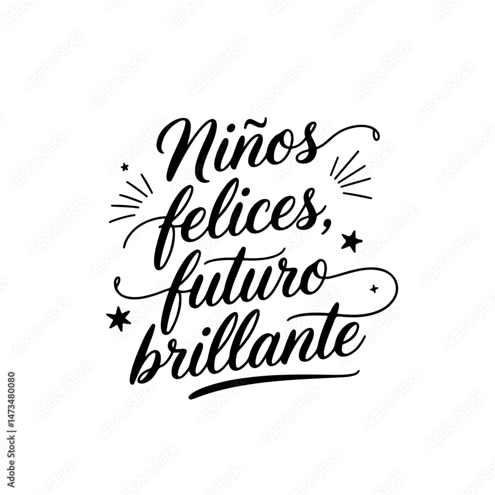 Obraz premium Niños felices, futuro brillante. Children's Day Vector Design Isolated on White Background