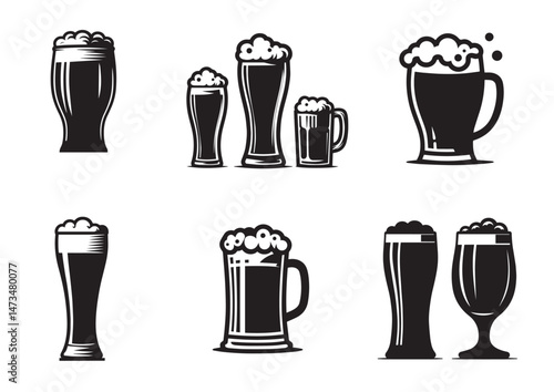 Beer Glass Silhouette Vector Set