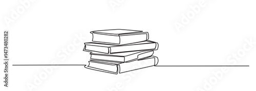 Continuous one line drawing of opened book. One line drawing illustration of world book day. Education and knowledge concept line art. Editable outline