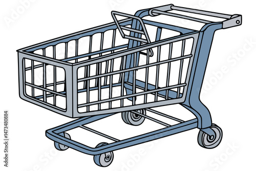 65 high-quality, detailed, realistic, clean, 3d render, shopping cart, blue, metal, plastic, rugged, sturdy, grocery store, supermarket, retail, shopping, transportation, wheeled, handles, basket, mod