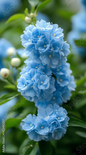 Obraz na płótnie Glowing light baby blue peony flowers illuminated with ethereal spectrum light effects. Symbolizes beauty, purity, and serenity in a dreamy, artistic floral composition with soft glowing hues.
w salonie