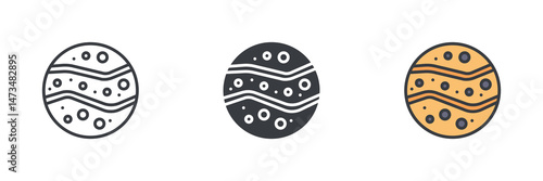 Jupiter planet different style icon set