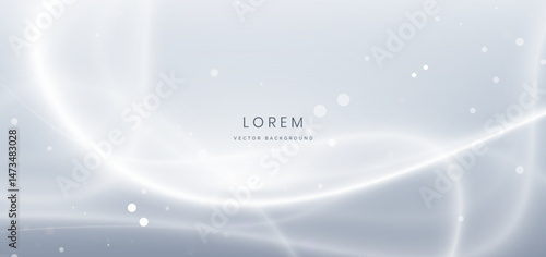 Abstract white wave ray on grey background with lighting effect sparkle.