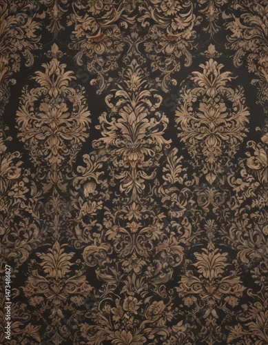 Intricate damask floral wallpaper, elegant seamless pattern,  detail,  leaf,  motif