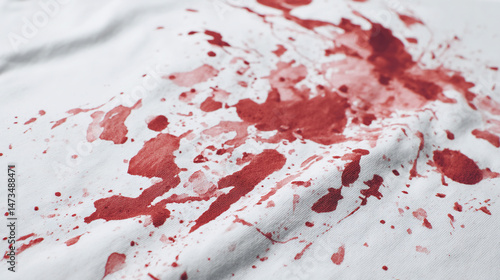 blood stains on a white clothes, cutout isolated white background
