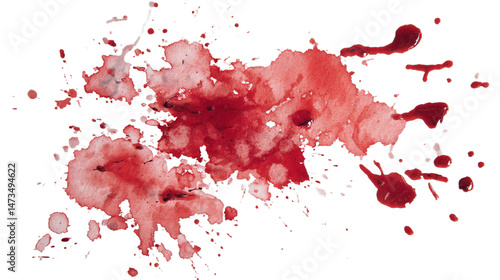 blood stains on a white clothes, cutout isolated white background