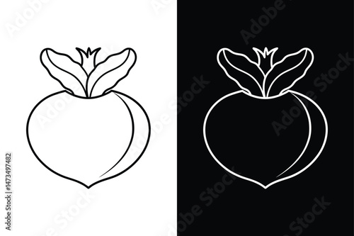 Thin Line Kohlrabi Icon. Minimal Vector Art for Fresh Produce Branding