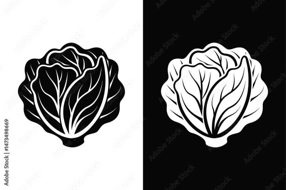 Obraz premium Minimal Lettuce Icon silhouette. Illustration for Vegetable-Themed Content